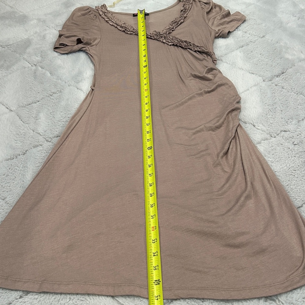 Taupe Ruffle Trim dress - Picture 4 of 5